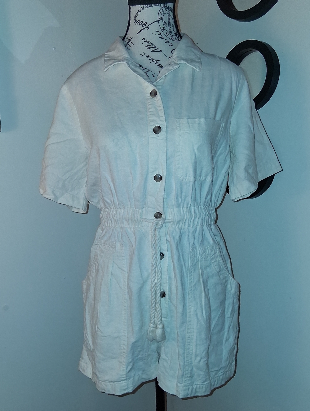 Linen Blend Utility Romper